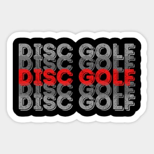 Disc Golf - Stacked red and grey text design Sticker